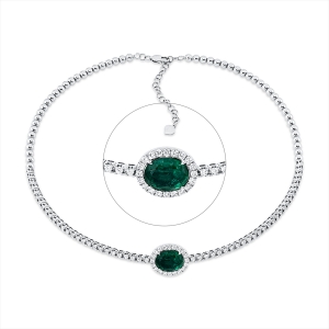 Collier 18 kt WG, mit ZÖ 34,5 cm