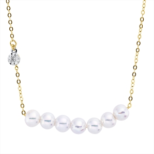 Collier  18kt Gelbgold / Weißgold mit ZÖ 40,6 cm mit 0,01ct Diamanten