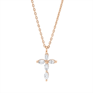 Collier 18 kt RG Kreuz, mit ZÖ 41,5 cm