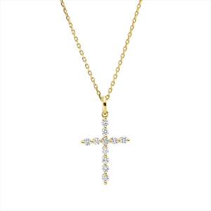 Collier 18 kt GG Kreuz, mit ZÖ 42 cm