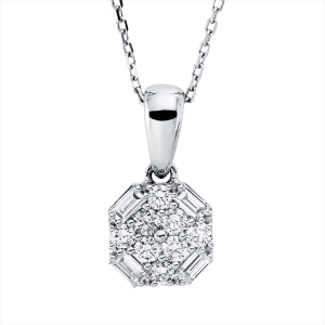 Collier 18 kt WG, mit ZÖ 45,7 cm + 48,2 cm
