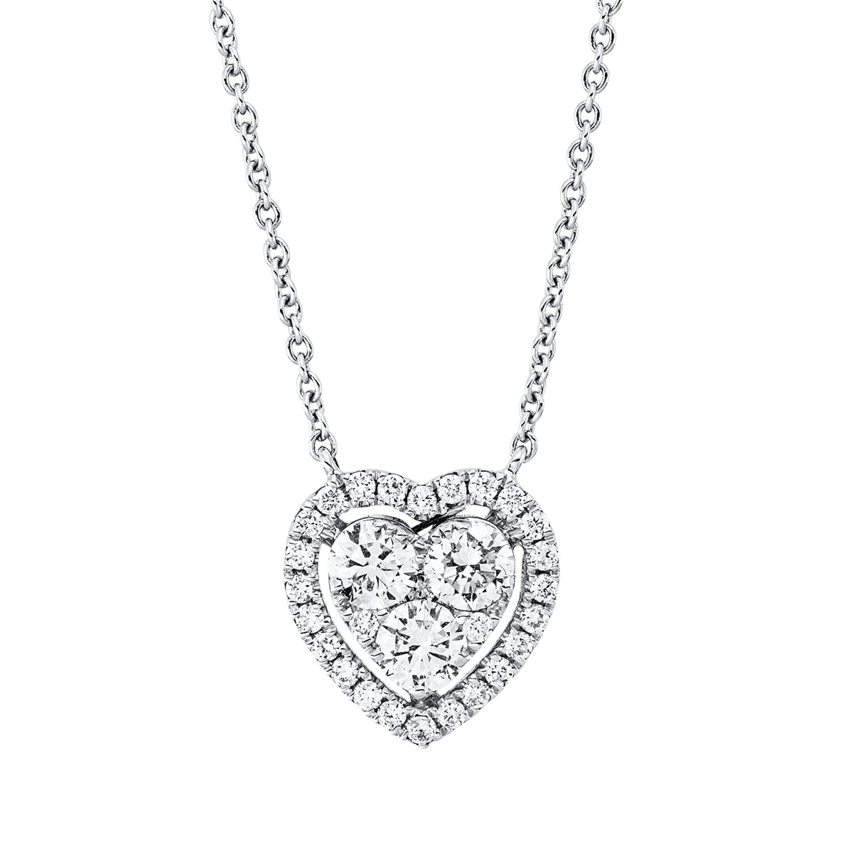 Collier 18 kt WG Herz, mit ZÖ 40,6 cm
