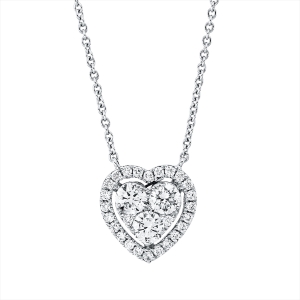 Collier 18 kt WG Herz, mit ZÖ 40,6 cm