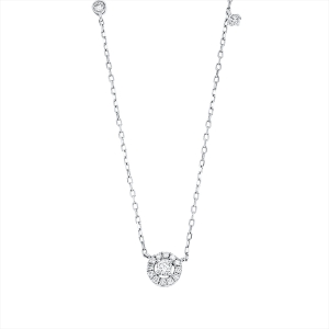 Solitaire Collier Zarge 950PL Platin mit ZÖ 40.6 cm + 42 cm IGI680582689 mit 2,08ct Diamanten