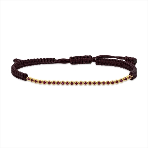 Armband 18 kt RG, braun cord 15,5-19,5cm