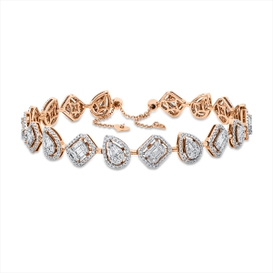 Armband 18 kt RG, Fassung rhodiniert