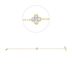 Armband 18 kt GG, Fassung rhodiniert