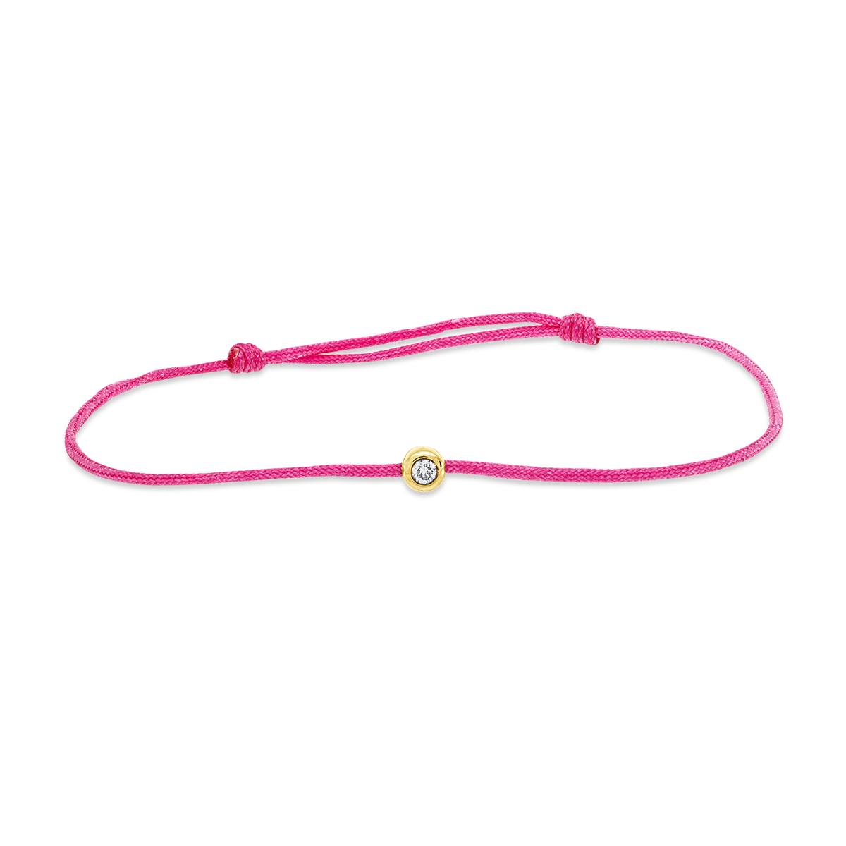 Armband 18 kt GG, pink cord 15,5-19,5cm