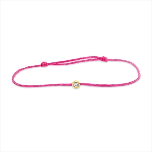 Armband 18 kt GG, pink cord 15,5-19,5cm