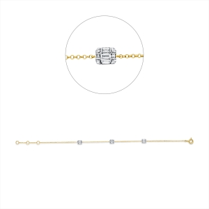 Armband 18 kt GG, Fassung rhod., ZÖ 15,5+16,5 cm