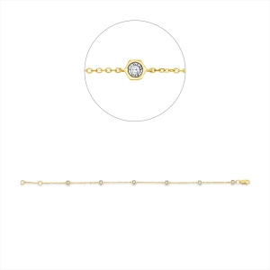 Armband 18 kt GG, Fassung schwarz rhodiniert