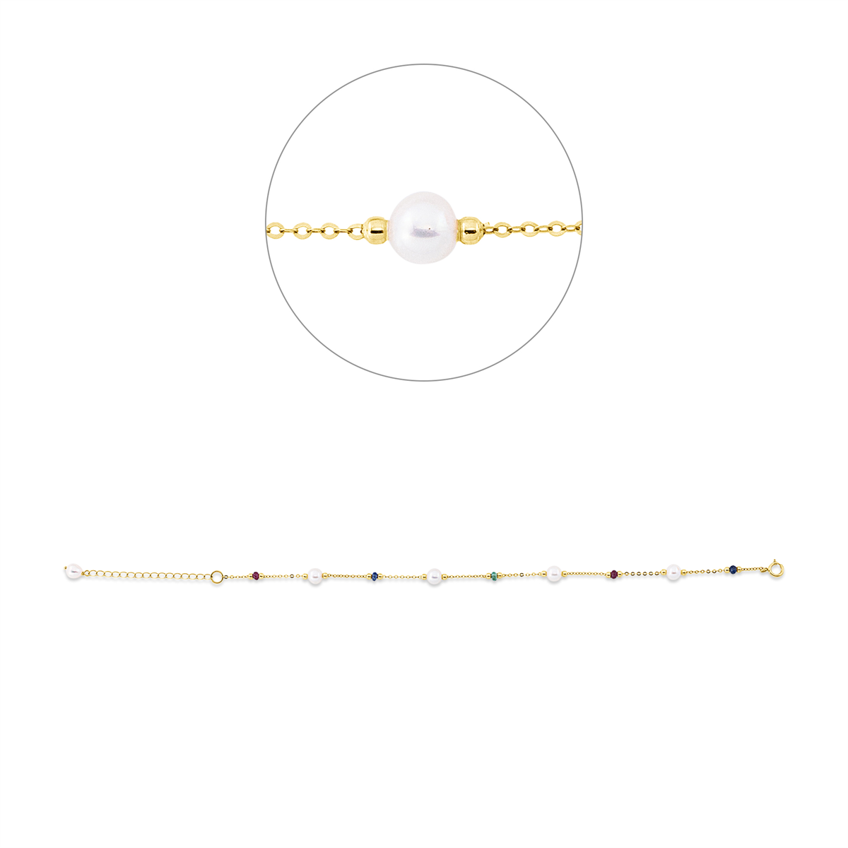 Armband  18kt Gelbgold mit Farbstein