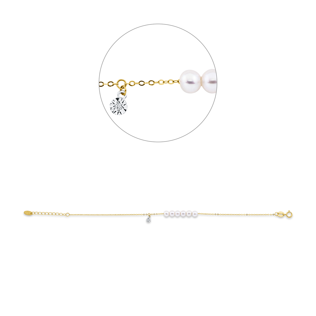 Armband  18kt Gelbgold / Weißgold mit ZÖ 16 cm mit 0,01ct Diamanten