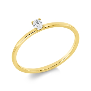 Solitaire Ring 4er-Krappe 18kt Gelbgold mit 0,10ct Diamanten