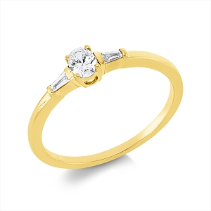 Solitaire Ring 4er-Krappe 18kt Gelbgold mit 0,24ct Diamanten