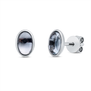 Ohrstecker Zarge 18 kt WG Oval