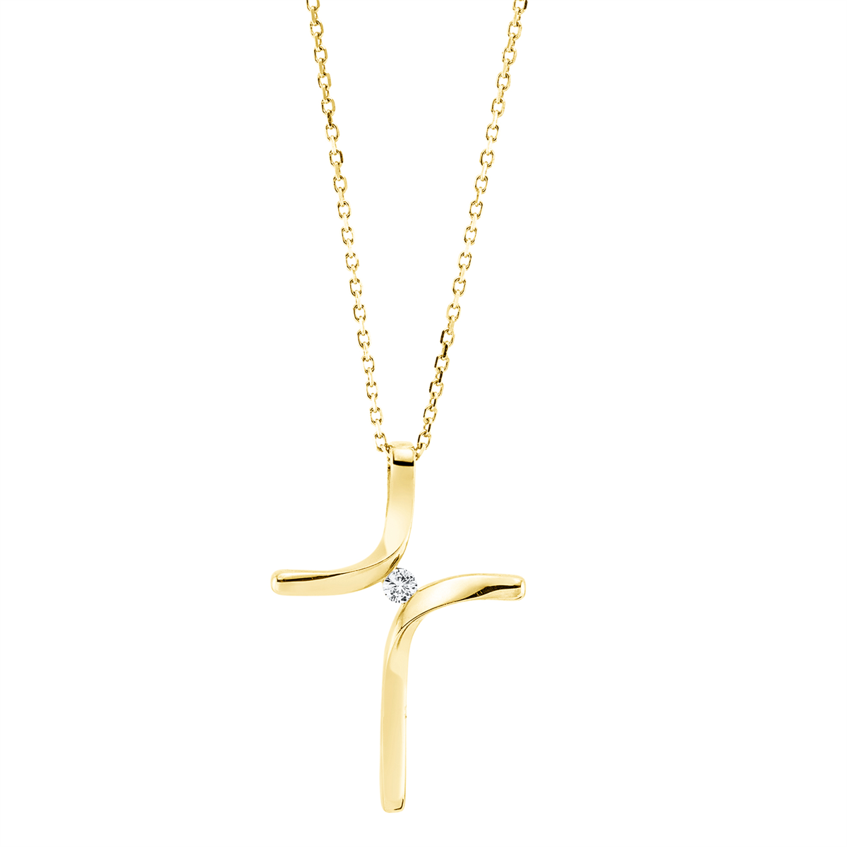 Collier 14 kt GG Kreuz, mit Öse