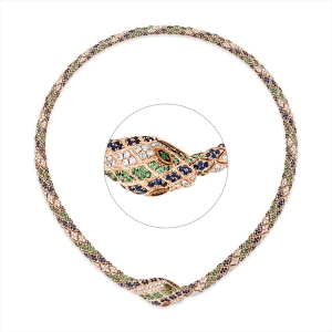 Collier 18 kt RG Schlange, Fassung teils schwarz rhodinie