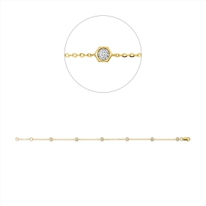 Armband 18 kt GG, Fassung schwarz rhodiniert