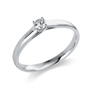 Solitaire Ring 4er-Krappe 18kt Weißgold mit 0,15ct Diamanten