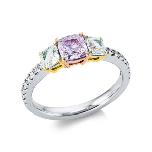 Ring 4er-Krappe 18 kt WG+GG+RG, GIA: 3pcs