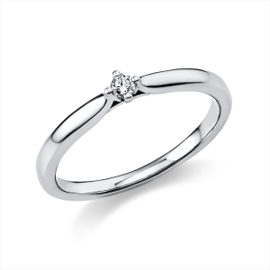Solitaire Ring 4er-Krappe 14kt Weißgold mit 0,05ct Diamanten