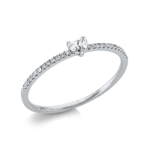 Ring 18 kt GG, Fassung rhodiniert