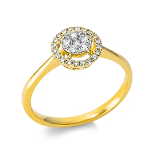 Ring 18 kt GG, Fassung rhodiniert