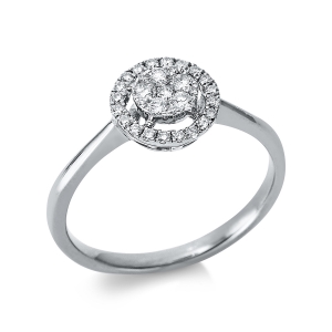 Ring 18 kt GG, Fassung rhodiniert