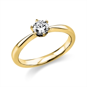 Solitaire Ring 6er-Krappe 18kt Gelbgold GIA6521881795 mit 0,40ct Diamanten