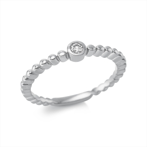 Solitaire Ring Zarge 18kt Weißgold mit 0,05ct Diamanten