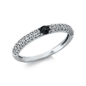 Ring  18kt Weißgold Fassung teils schwarz rhodinie mit 0,51ct Diamanten
