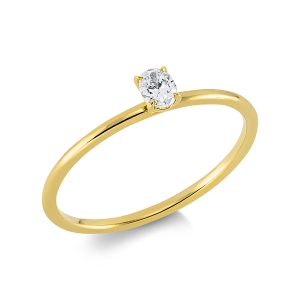 Solitaire Ring 4er-Krappe 18kt Gelbgold mit 0,14ct Diamanten