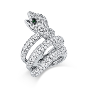 Ring 18 kt WG Schlange, Fassung schwarz rhodiniert