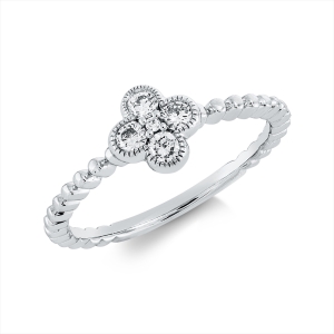 Ring 18 kt GG, Fassung rhodiniert