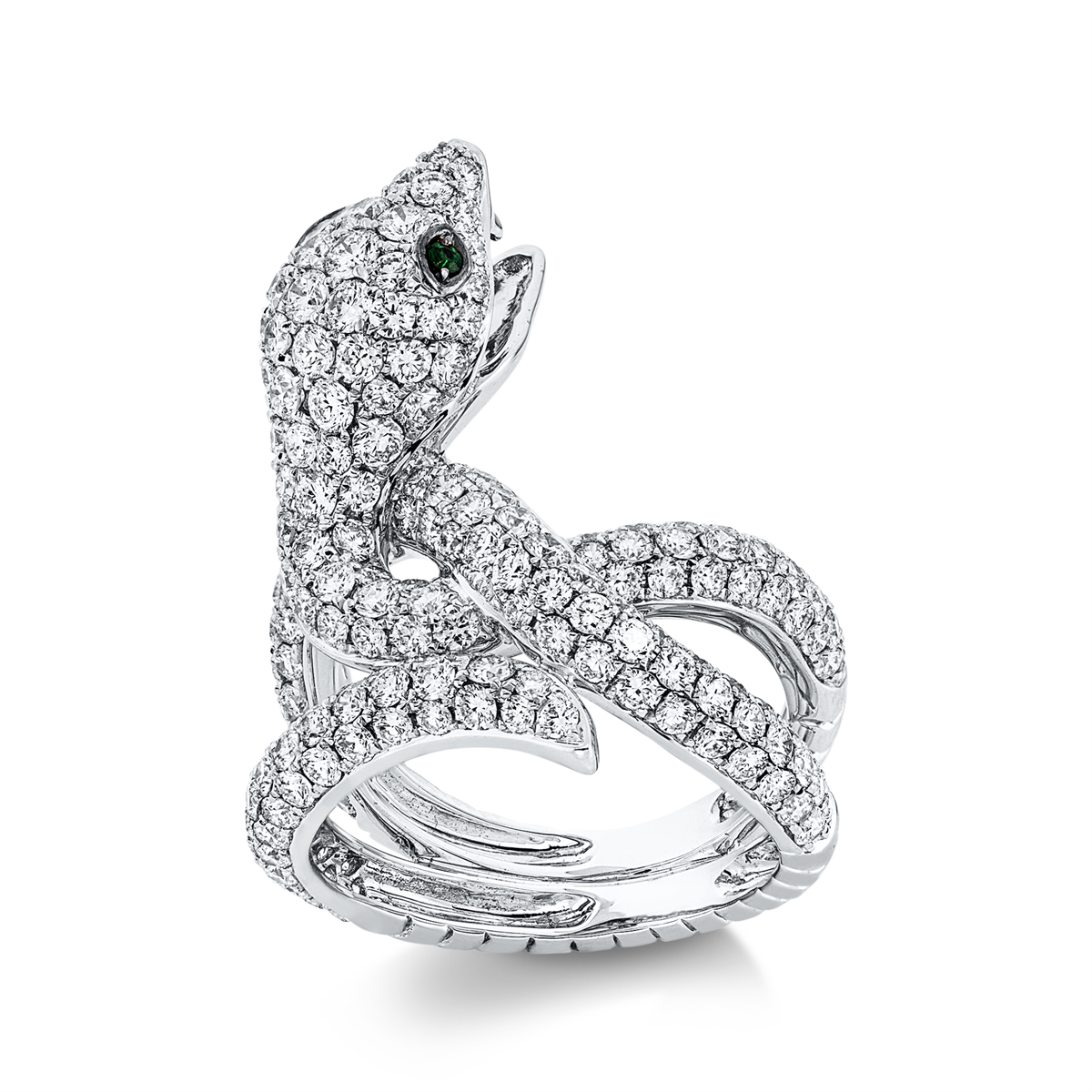 Ring 18 kt WG Schlange, Fassung schwarz rhodiniert