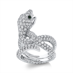 Ring 18 kt WG Schlange, Fassung schwarz rhodiniert