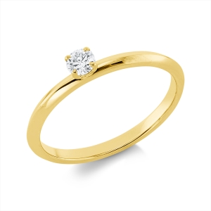 Solitaire Ring 4er-Krappe 18kt Gelbgold mit 0,14ct Diamanten