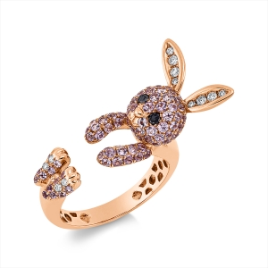 Ring 18 kt RG Kaninchen