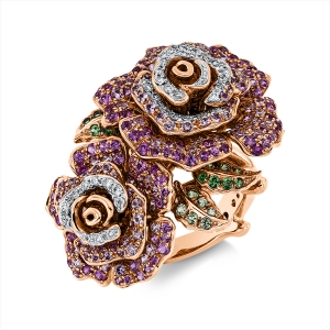 Ring 18 kt RG+WG Blume/Blumen