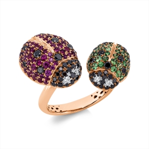 Ring 18 kt RG+WG, Fassung teils schwarz rhodinie