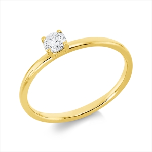 Solitaire Ring 4er-Krappe 18kt Gelbgold mit 0,20ct Diamanten