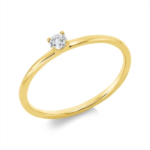Solitaire Ring 4er-Krappe 18kt Gelbgold mit 0,10ct Diamanten