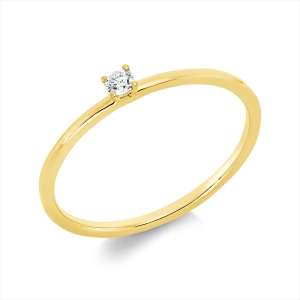 Solitaire Ring 4er-Krappe 18kt Gelbgold mit 0,05ct Diamanten