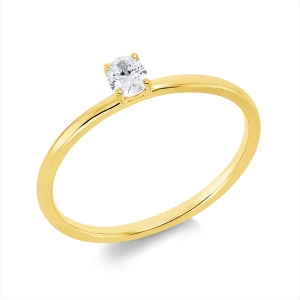 Solitaire Ring 4er-Krappe 18kt Gelbgold mit 0,17ct Diamanten