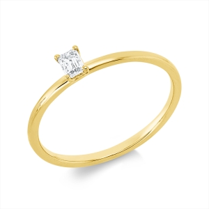 Solitaire Ring 4er-Krappe 18kt Gelbgold mit 0,15ct Diamanten