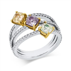 Ring 18 kt WG+GG+RG, GIA 3pcs