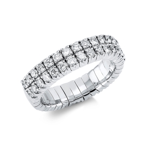 Ring 4er-Krappe 18 kt WG, Flex-Band, variabel, rhodinier