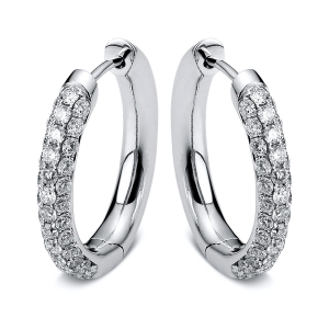 Pavé Creolen  14kt Weißgold mit 1,44ct Diamanten