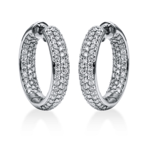 Pavé Creolen  18kt Weißgold mit 3,94ct Diamanten